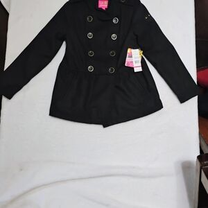 Pink Platinum Black Pea Coat for Kids